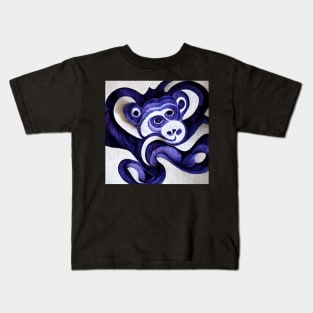 Weird little monkey twisted like a purple pretzel. Kids T-Shirt